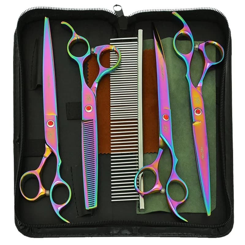 Cesoie professionali per toelettatura cani da 8,0 pollici Forbici da taglio curve dritte per animali domestici Groomer Cesoie per assottigliamento Animali Clippers B0051A