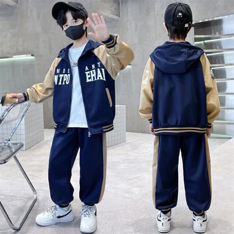 New Boys Sweatshirt Sets 2025 Autumn Hooded Coats+Pants 2Pcs Leisure Sportswear Suits Children Clothing Outfits 5-12 Years