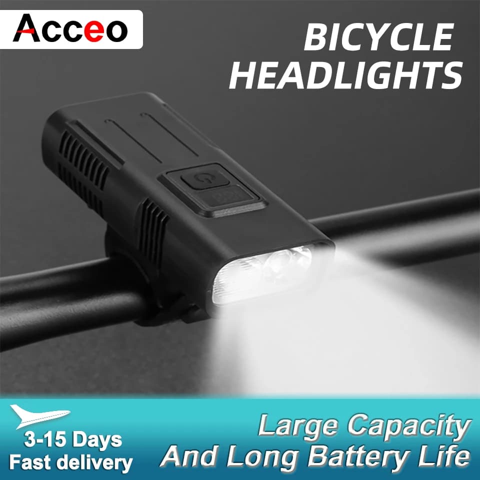 Powerful bike light 1200 mAh and 10000LM, waterproof bicycle light - Rechargeable high/low band for night driving on mountain road