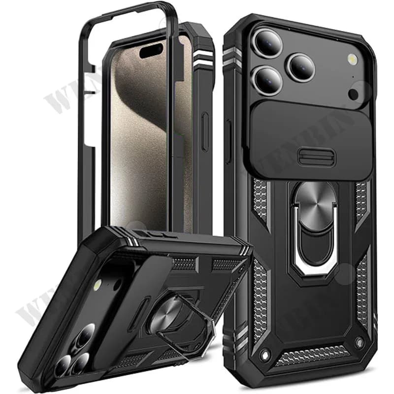 Custodia per iPhone 17 Pro Max 16 15 14 13 Pro Max 16E Resistente con fotocamera Cavalletto da 360 gradi Cover Capa Fundas