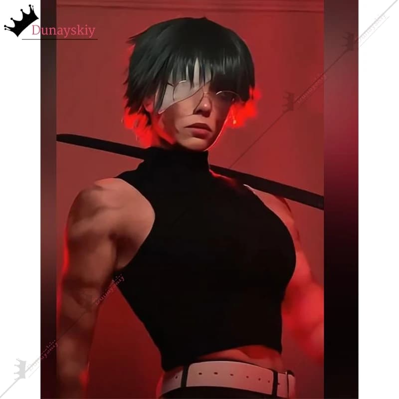 YiNuo*/2026 New Maki Zenin Cosplay Costume Wig JJK Black Vest Manga Execution Clothing Women Pants Halloweenl Uniforms Outfits