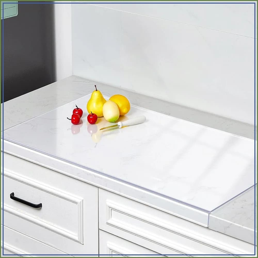 Large Clear Acrylic Cutting Board 36"x24" Non-Slip Lip, Shatter Resistant Countertop Protector for Kitchen