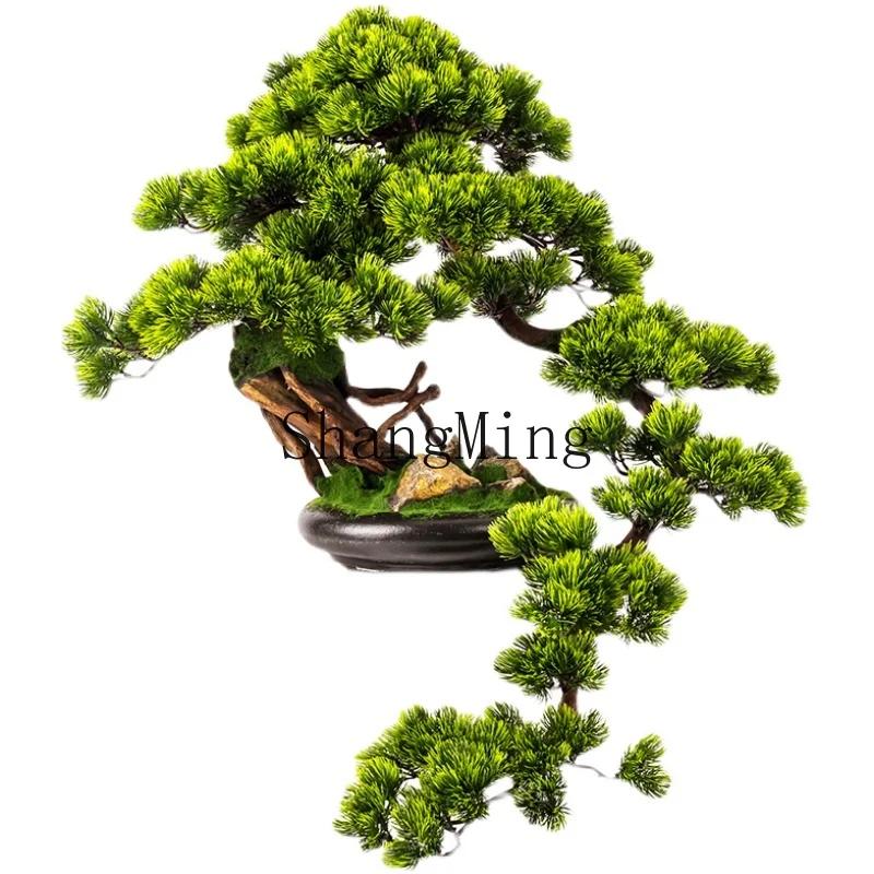 ZYY simulated welcome pine bonsai flower support ornament new Chinese style decoration living room green plants potted plants