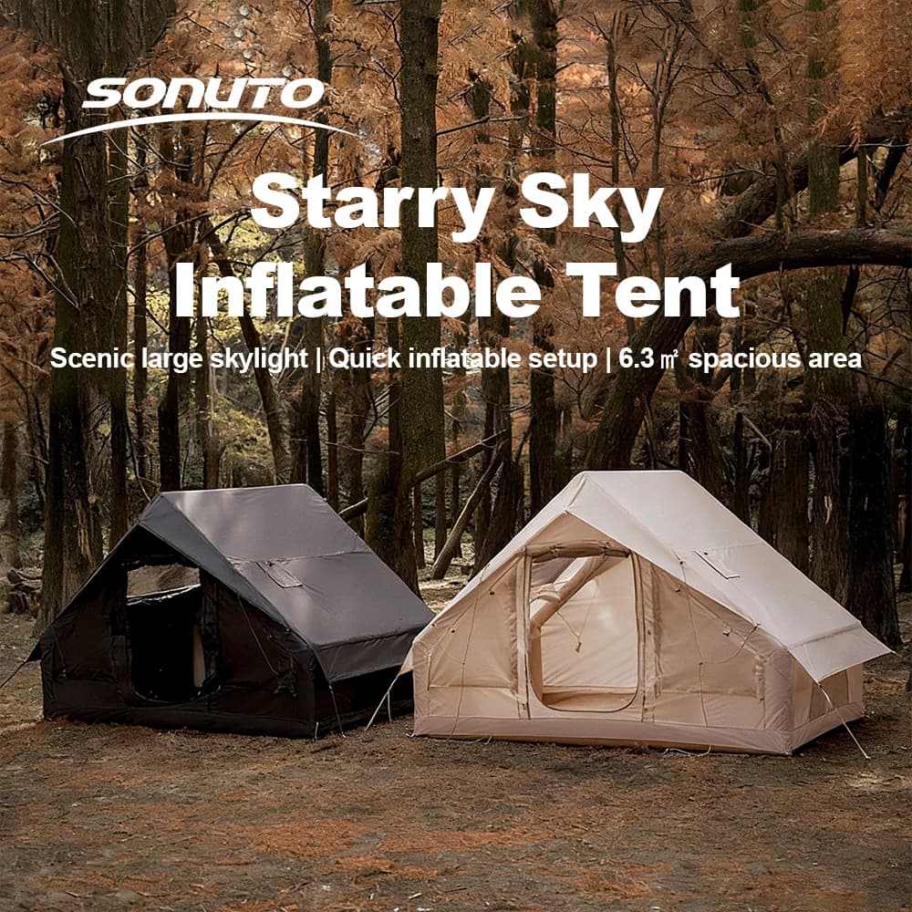 6.3 ㎡ Tenda da Campeggio Gonfiabile con Foro per Stufa, Tenda Automatica 4 Stagioni, Casa Glamping Impermeabile, Cabina a Montaggio Istantaneo