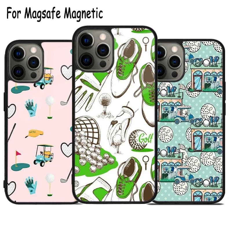 Custodia per telefono con ricarica wireless a forma di palla da golf per iPhone 17 Air 15 16 16e 14 13 11 12 Pro Max Plus, cover magnetica Magsafe con paraurti
