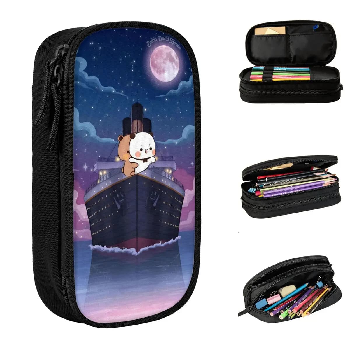 Astuccio portapenne Cartoon Panda Bubu Dudu per ragazze e ragazzi, borsa portaoggetti grande, articoli scolastici, regali, cancelleria