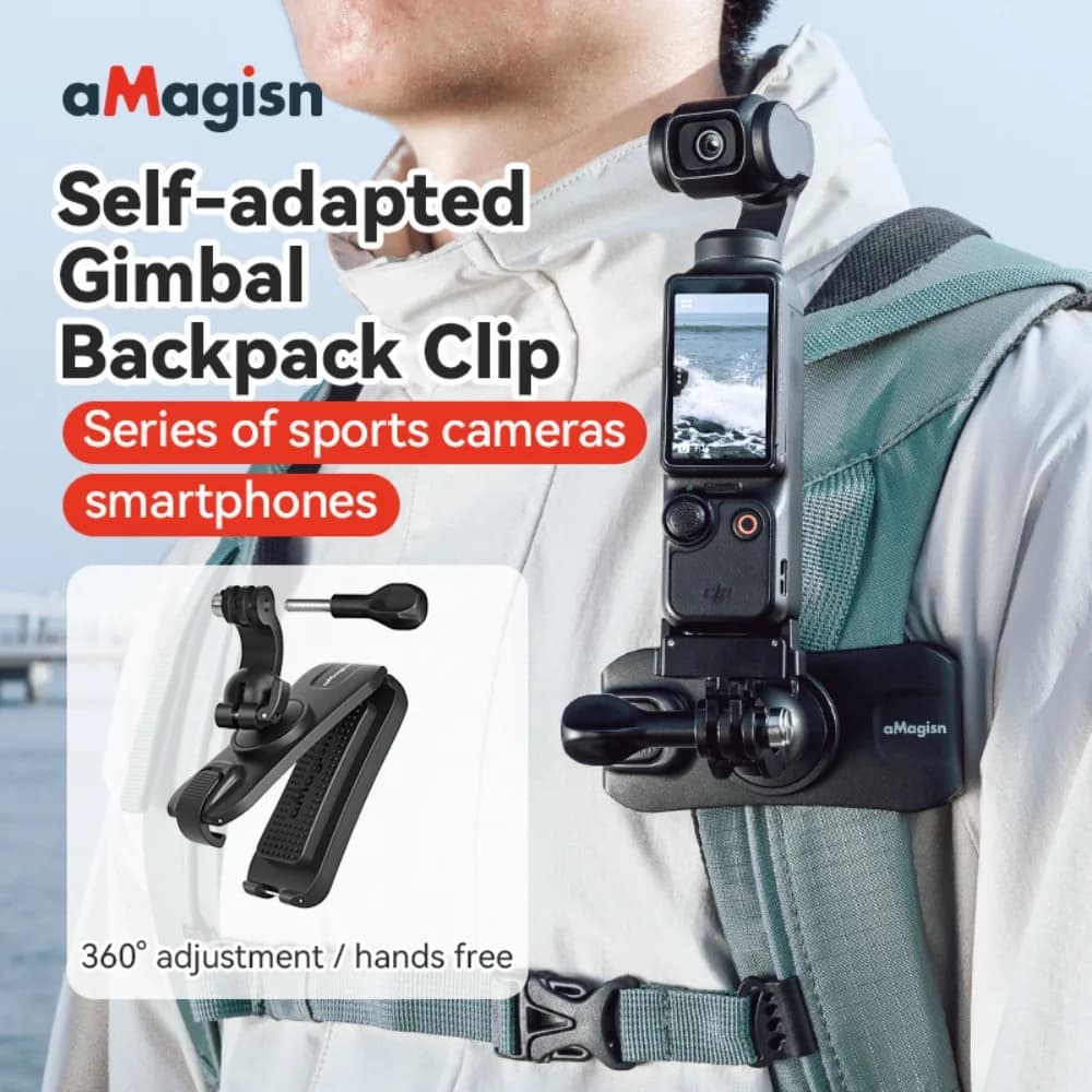 aMagisn Backpack Clip Mount for Insta360 / Gopro /DJI Pocket Camera , 360° Rotation Shoulder Strap Mount Belt Clamp Accessory