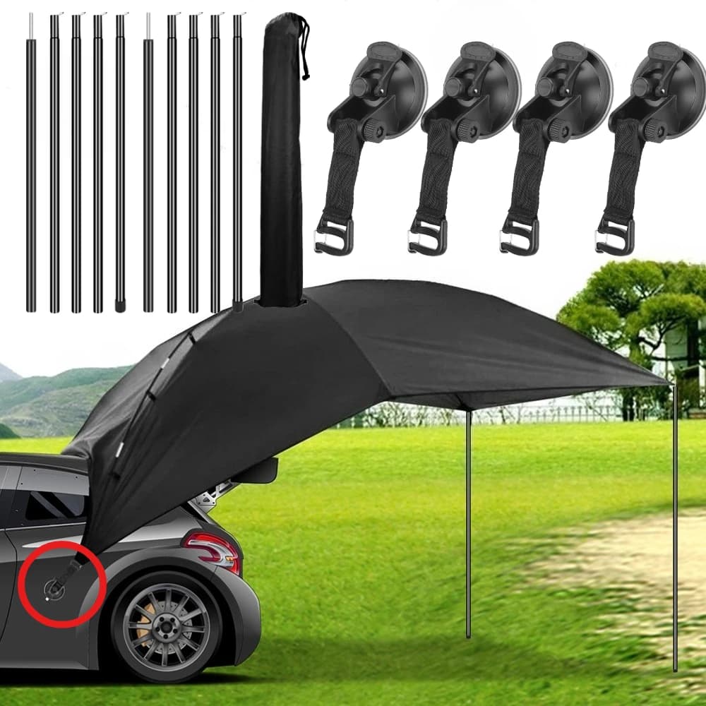Car Tent Telescopic Pole with 2/4Pc Suction Cup Adjustable Aluminium Alloy Tent Rods for Trailor Hiking Camping Awning Shelters