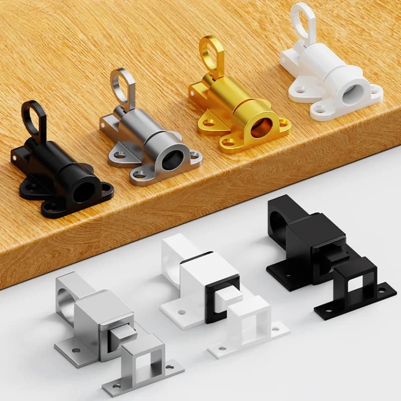 Chiusura a molla automatica in lega di alluminio, bullone a cilindro con chiusura automatica, chiusure per cancelli con anello di sicurezza per porta e finestra