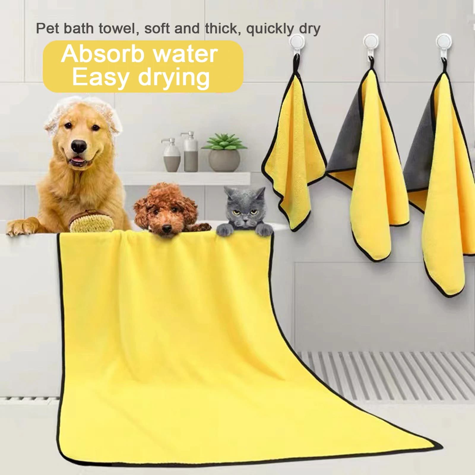 Quick Drying Cats Absorbent Towel for Pets Microfiber Dog Bath Towel for Cats Comfortable Clean Towel for Dogs Covered Supplies for Pets