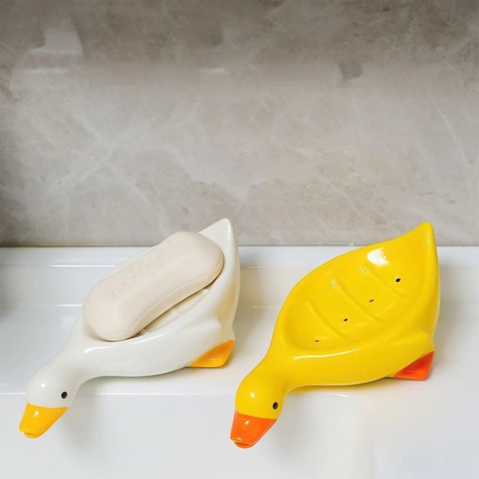 Nuovo simpatico anatra cartone animato portasapone da bagno in plastica portasapone per la casa contenitore per sapone dispenser per scatola di sapone in plastica