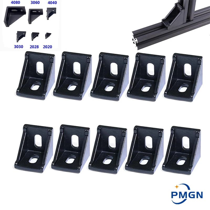 5 pz/10 PZ 2020 3030 Staffa Angolare Raccordo Angolo Nero Connettore In Alluminio 3060 4040 4080 per Profilo In Alluminio Industriale