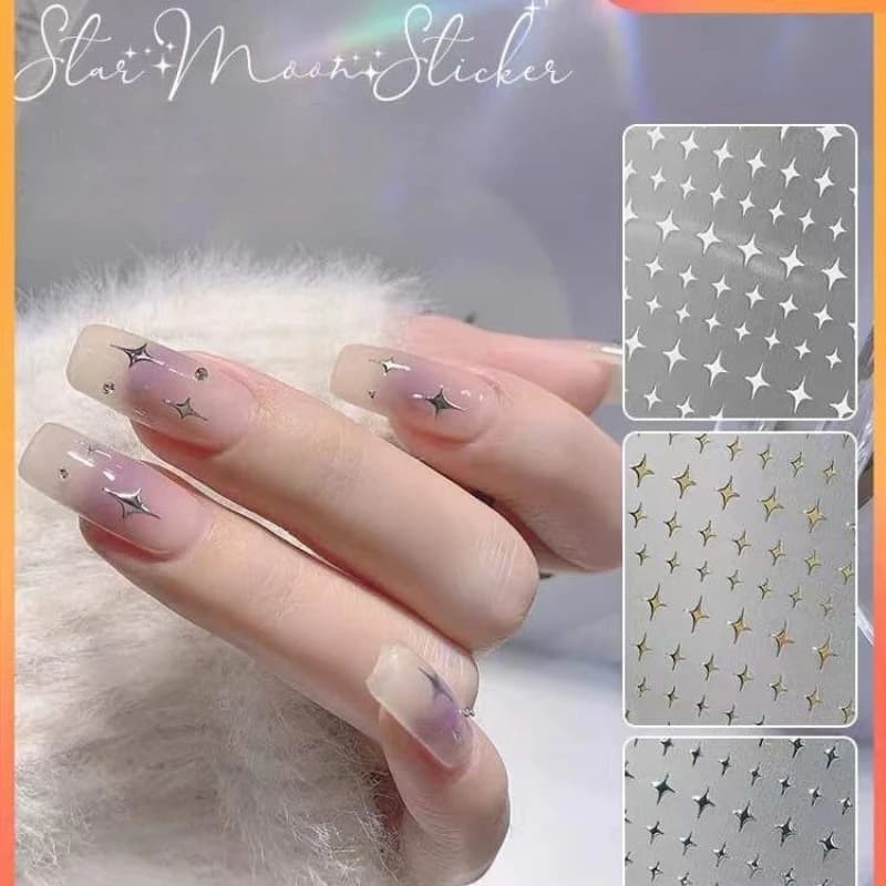 5pcs Star Nail Art Stickers Starlight Nail Art Decals Self Adhesive Slider Polish Stickers DIY Manicure Decoration
