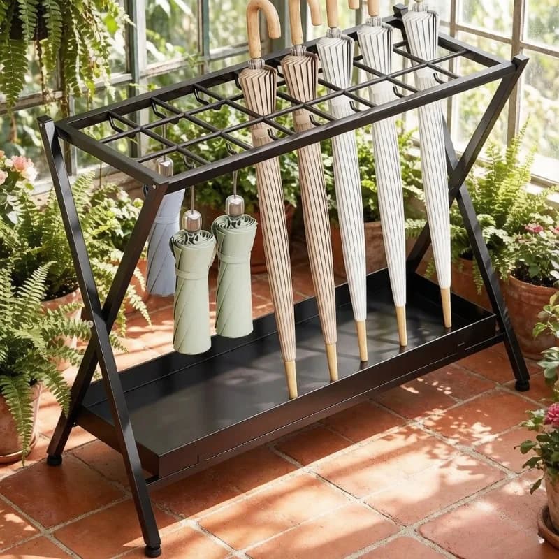 Entryway Umbrella Organizer Stand Wet Umbrella Drying Shelf Home Office Hotel Lobby Storage Rack