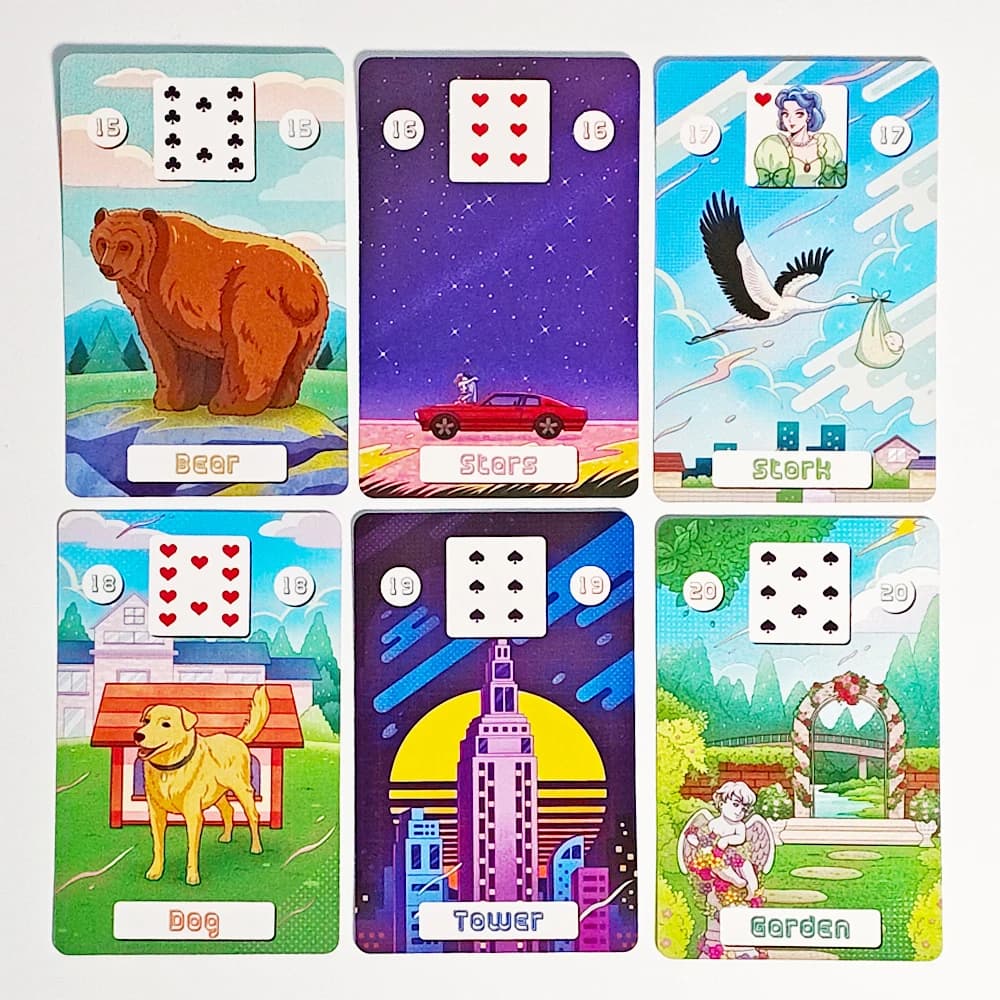 Stampato su cartoncino bifacciale 350GSM Ritorno al mazzo Lenormand anni '80 36 carte Lenormand + 2 carte speciali 9 * 6 cm