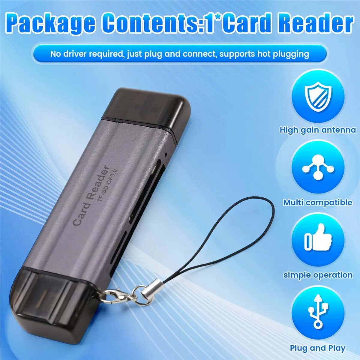USB3.0 TF/SD/CF Memory Card Reader Type-C/Micro USB Adapter High Speed Cardreader for PC Laptop Smartphone