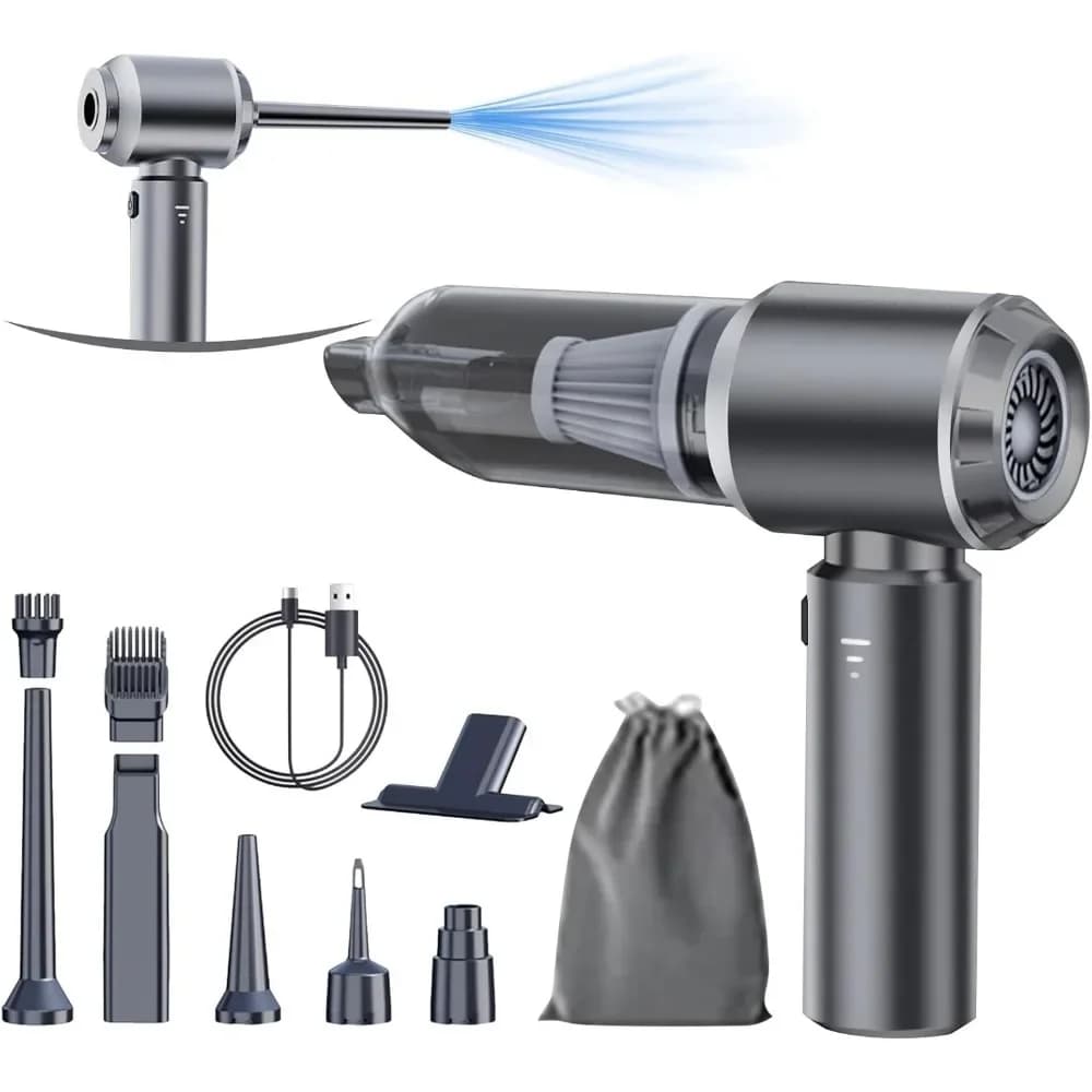 Aspirapolvere Portatile Senza Fili 20000PA 4in1 con Soffiatore d'Aria, Pompa e Motore Brushless per Auto, Casa, Ufficio e Campeggio