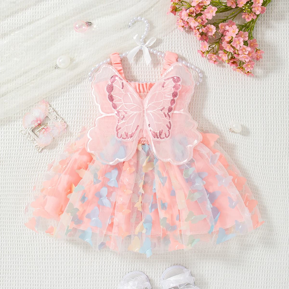 Summer New Princess Style Baby Girl Dress, Cute Butterfly Children'S Suspender Clothes For Babies Aged 9 Months To 3 Years