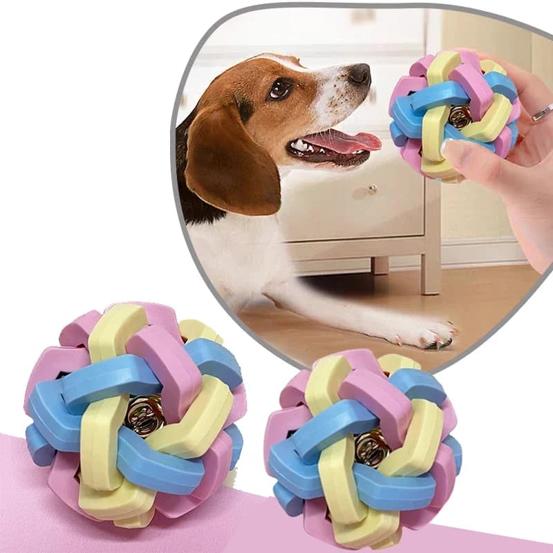 Giocattolo per animali domestici Palla a campana colorata TPR Macaron Palla a campana intrecciata Palla elastica per cani gatto Rettifica dei denti Giocattoli per cani in rilievo resistenti ai morsi
