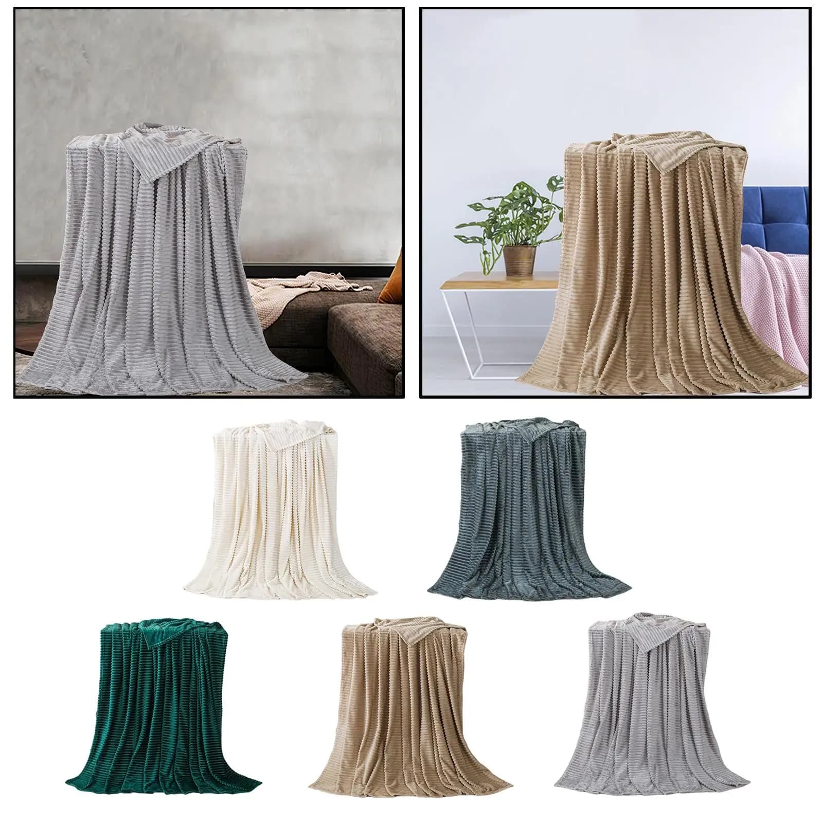 Striped flannel soft coral fleece blanket multifunction sofa bed linen supplies for office bed linen