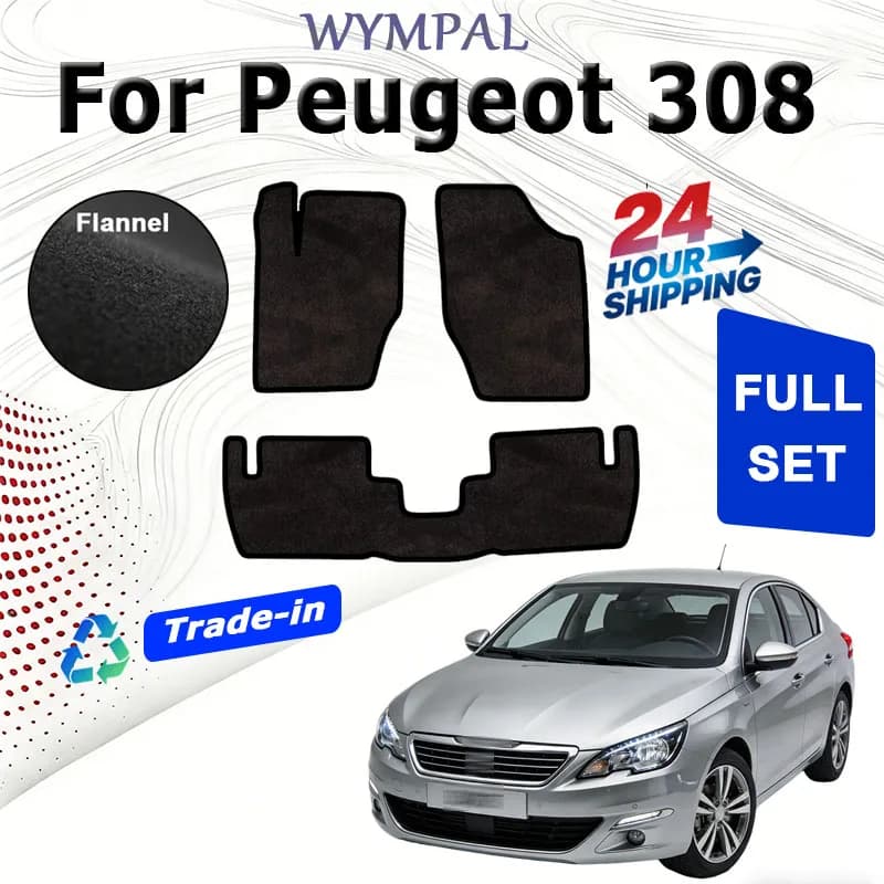 Nylon Suede Car Floor Mats For Peugeot 308 T7 2011~2017 5 Door Hatchback Rugs Panel Footpads Carpet Cover Cape Velour rugs set