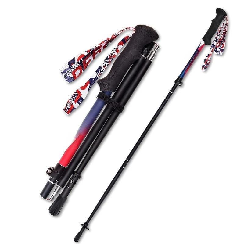 Carbon trekking pole ultra-light retractable ultra-short automatic folding portable men's and women's outdoor off-road mountain