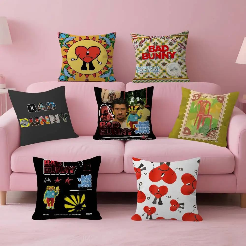 Singer b-Bad album Bunny Personalized Pillow Cover Kids Bedroom Wild Party Decor Pillowcase kid Birthday shower Gift