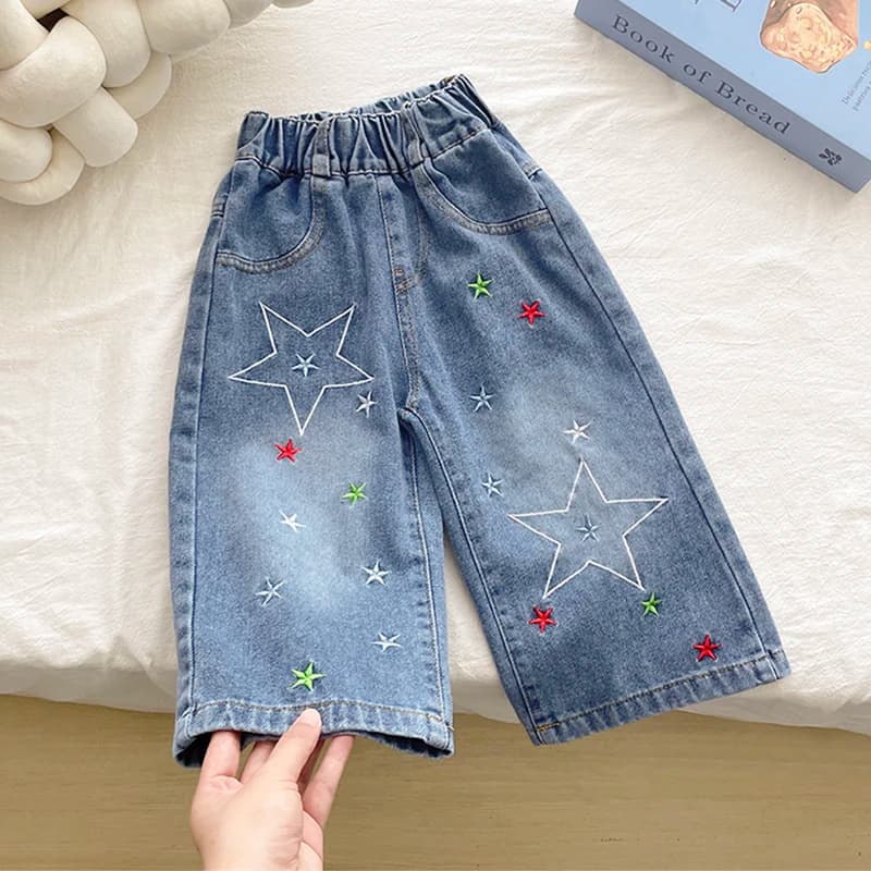 Jeans da bambina 2026 Primavera Estate Nuovi Pantaloni Lunghi Ricamati XINGX Stile Western Versatili per Bambina