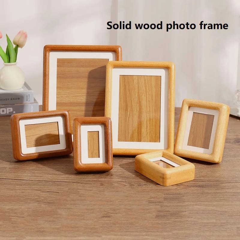 Cornice per foto in legno massello Design con giunto da infilare e tenone, cornice ad angolo rotondo in noce e teak, regalo perfetto per coppie