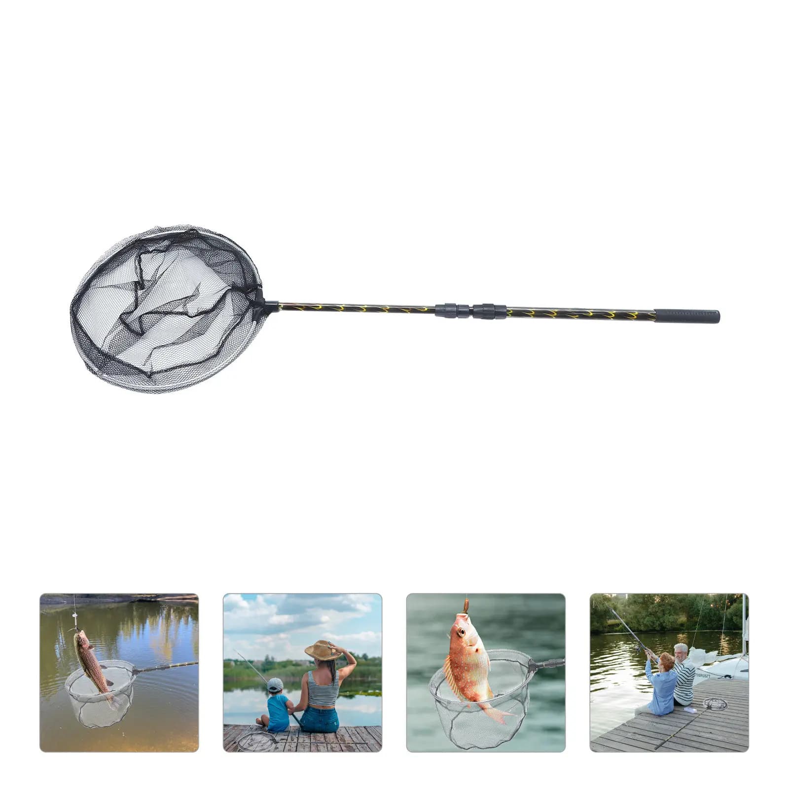Rete da pesca telescopica retrattile fino a 150 cm, telaio in alluminio leggero, rete per la cattura del pesce resistente all'usura per fiumi all'aperto