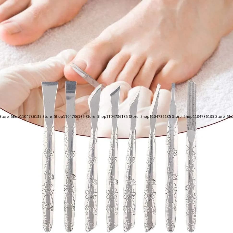 Set da 8 pezzi, strumento per pedicure del piede, set, kit per la rimozione della pelle morta in acciaio inossidabile