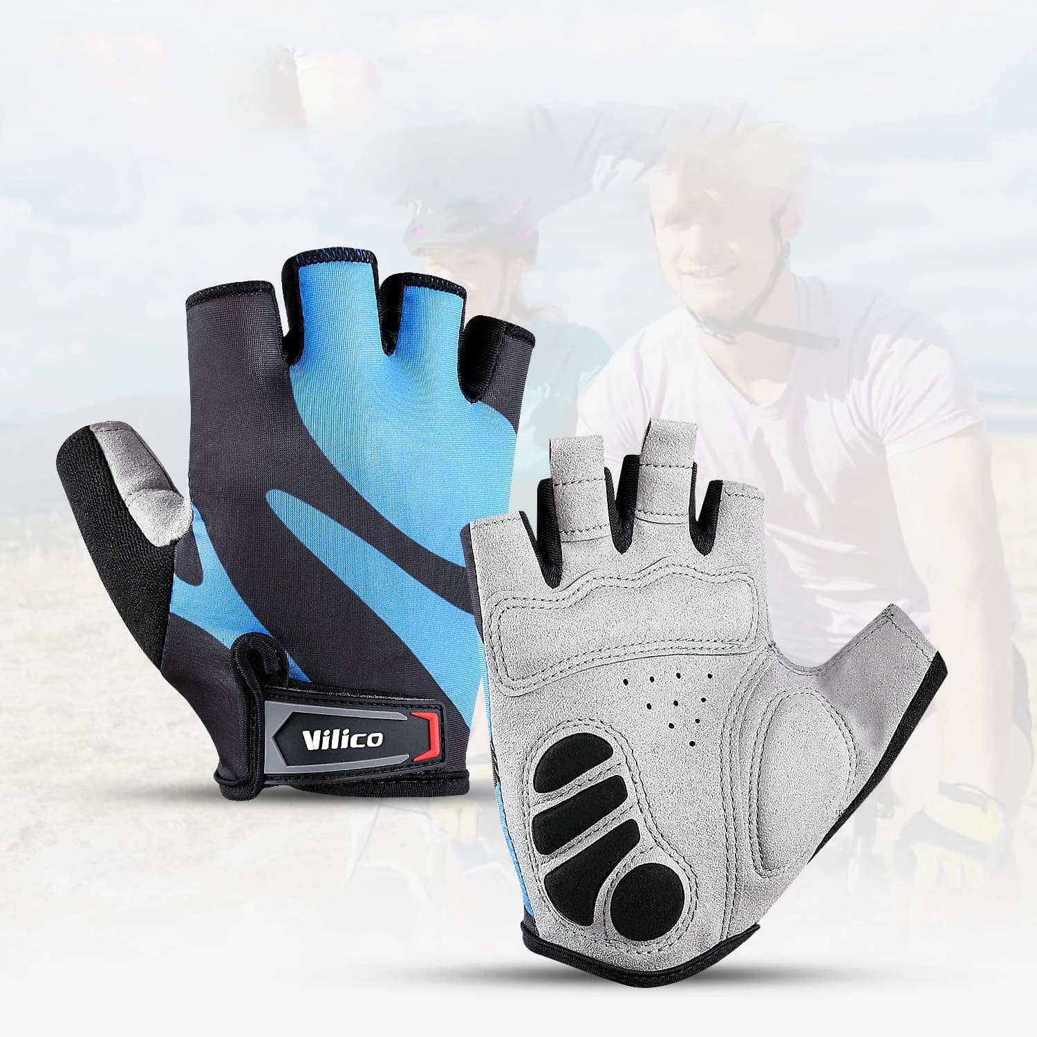 Cycling Gloves Silicone Pad Adjustable Tightness Comfortable Half Finger Gloves for MTB Road Bike Unisex Sports Gloves