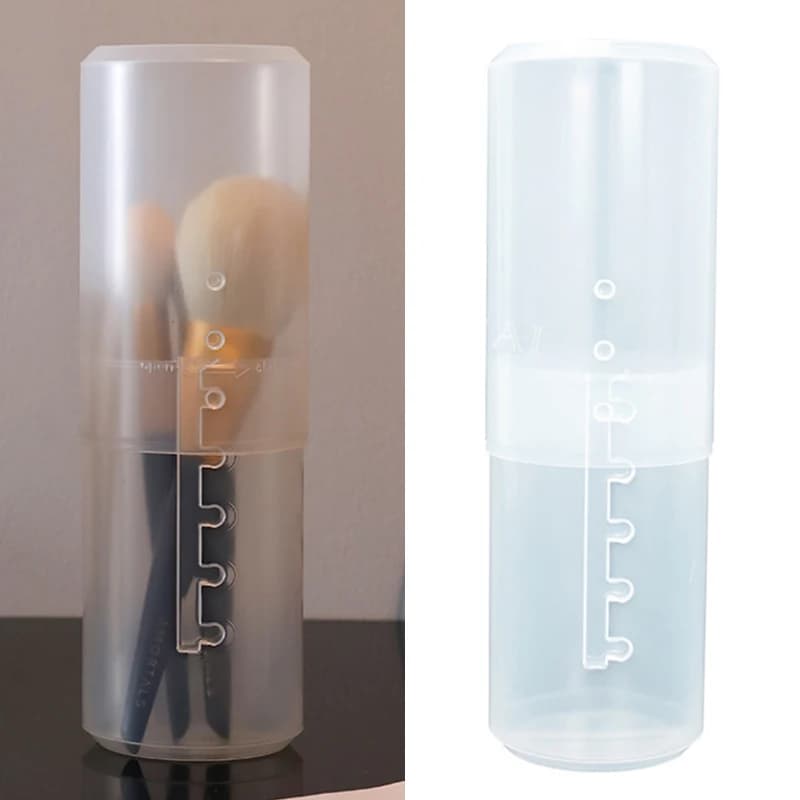 Nuovo Porta Pennelli da Trucco in PVC Regolabile in Altezza con Coperchio, Organizzatore per Esposizione e Conservazione