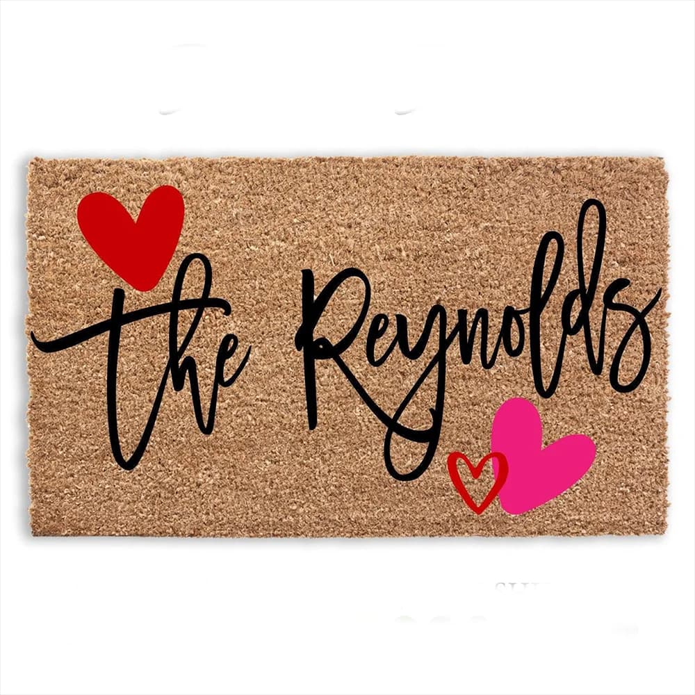 Tappeto d'ingresso personalizzato con motivo a cuore, tappetino a tema anatra simpatico, tappeto divertente di benvenuto, tappeto personalizzabile con testo
