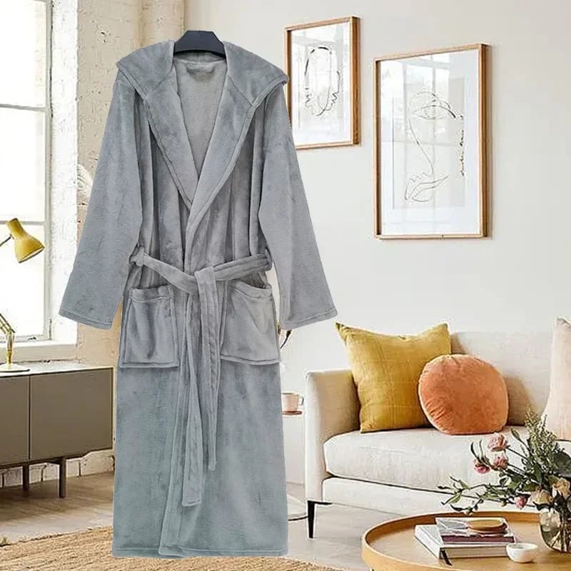 Accappatoio con cappuccio in flanella Coppia Home Leisure Sleep Robe Nuovo autunno inverno Tinta unita Abiti lunghi per la casa Pigiama
