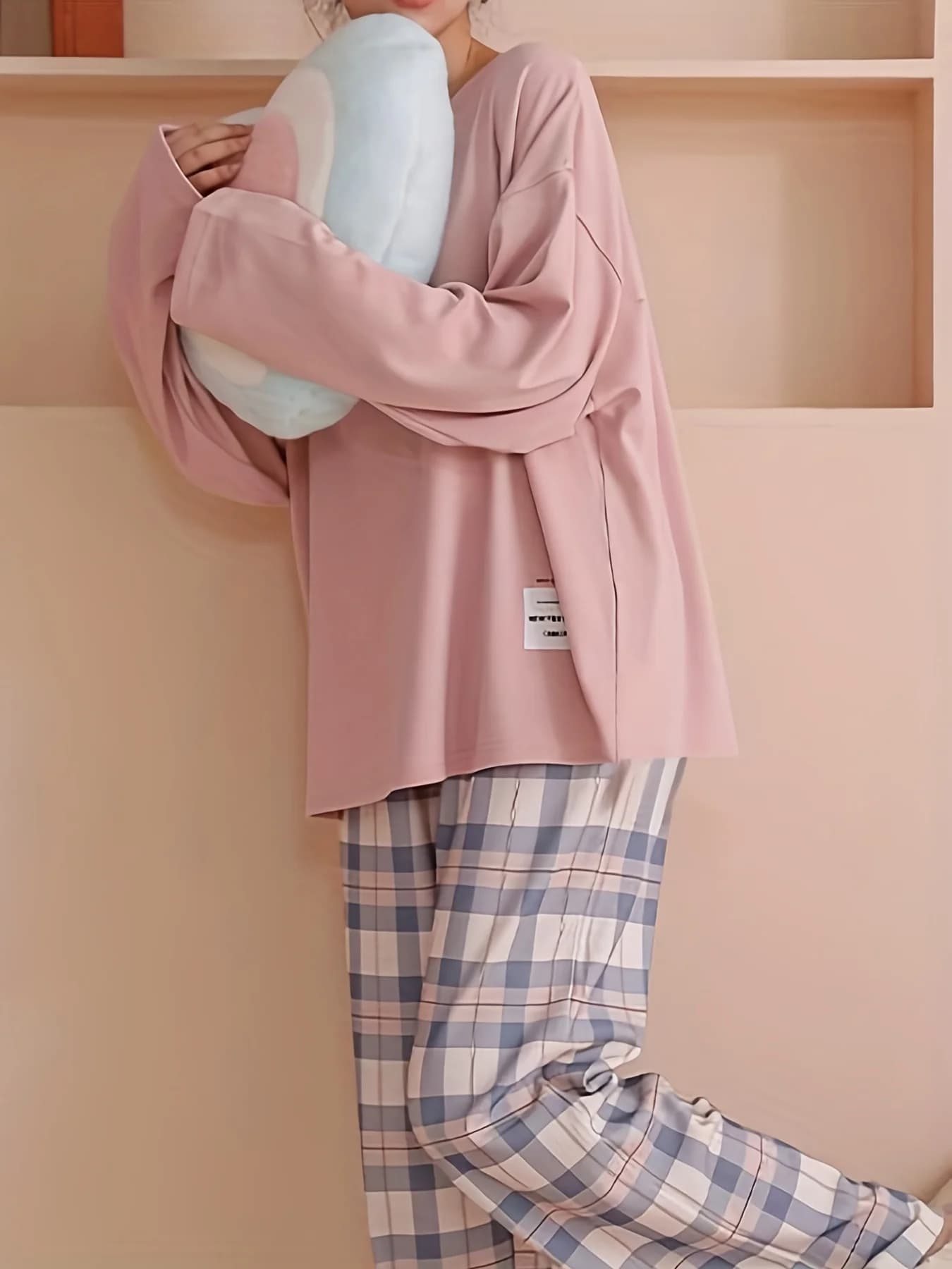 Comfortable long-sleeved Scottish pajamas set, casual wear set for spring and autumn home, casual long sleeve pajamas set