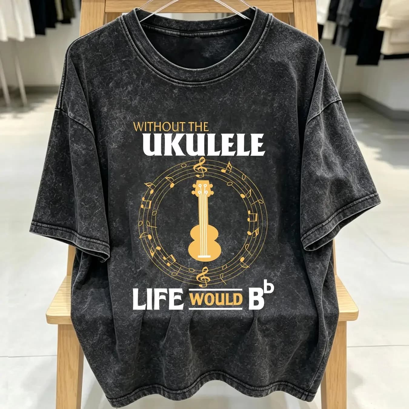 washed T Shirt Life Without The Ukulele vintage Washed Comfortable Top For Everyday Wear streetwear Stylish Soft Unisex