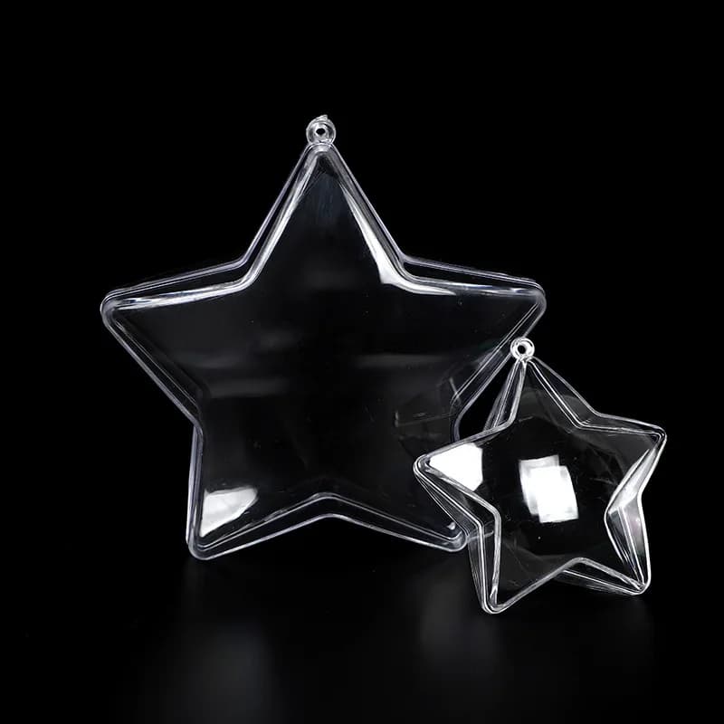 10 Set fai da te riempibile a forma di stella palla di plastica trasparente ornamenti palle ciondolo albero di natale Bauble Party Decor scatola di caramelle trasparente
