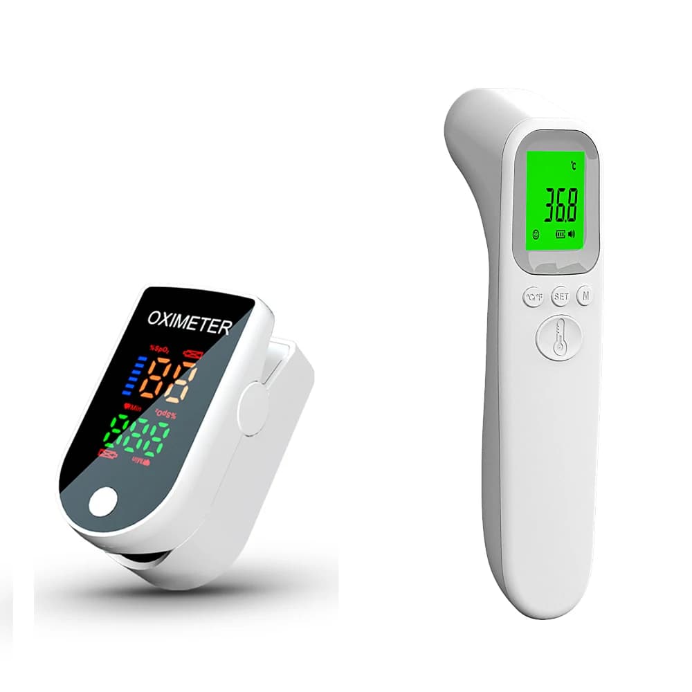 AiQUE Medical Infrared Front Thermometer Backlit finger Pulsossimeter Oxygen Heart Rate Saturation in Medical Portable Blood