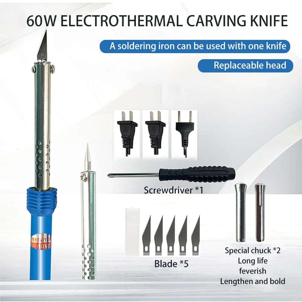 Kit di strumenti per taglierina a coltello elettrico a caldo da 9 pezzi con saldatore per intaglio di vinile in plastica multiuso Spina USA/UE
