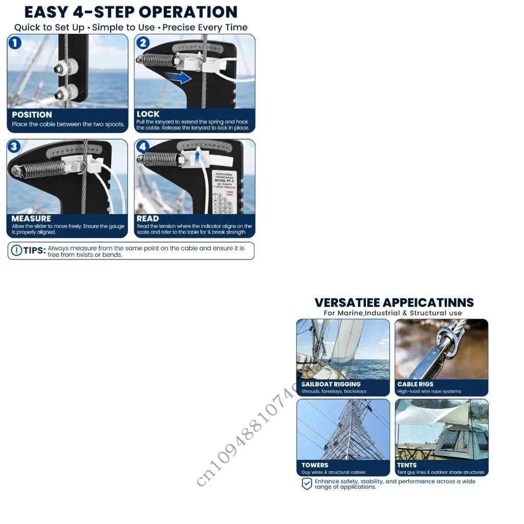 Wire Rope Standing Rigging Inspection Tool for Marine Rigging Tension Reading