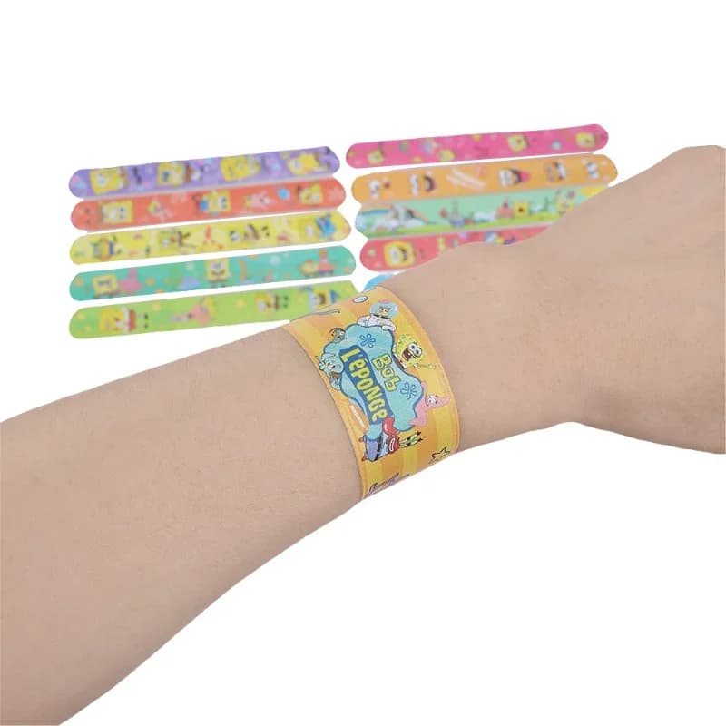 12pcs SpongeBobs Cartoon Slap Bracelets Wrist Strap Clap Ring Slap Bracelets Snapping Rings Toy Party Supplies Birthday Gifts