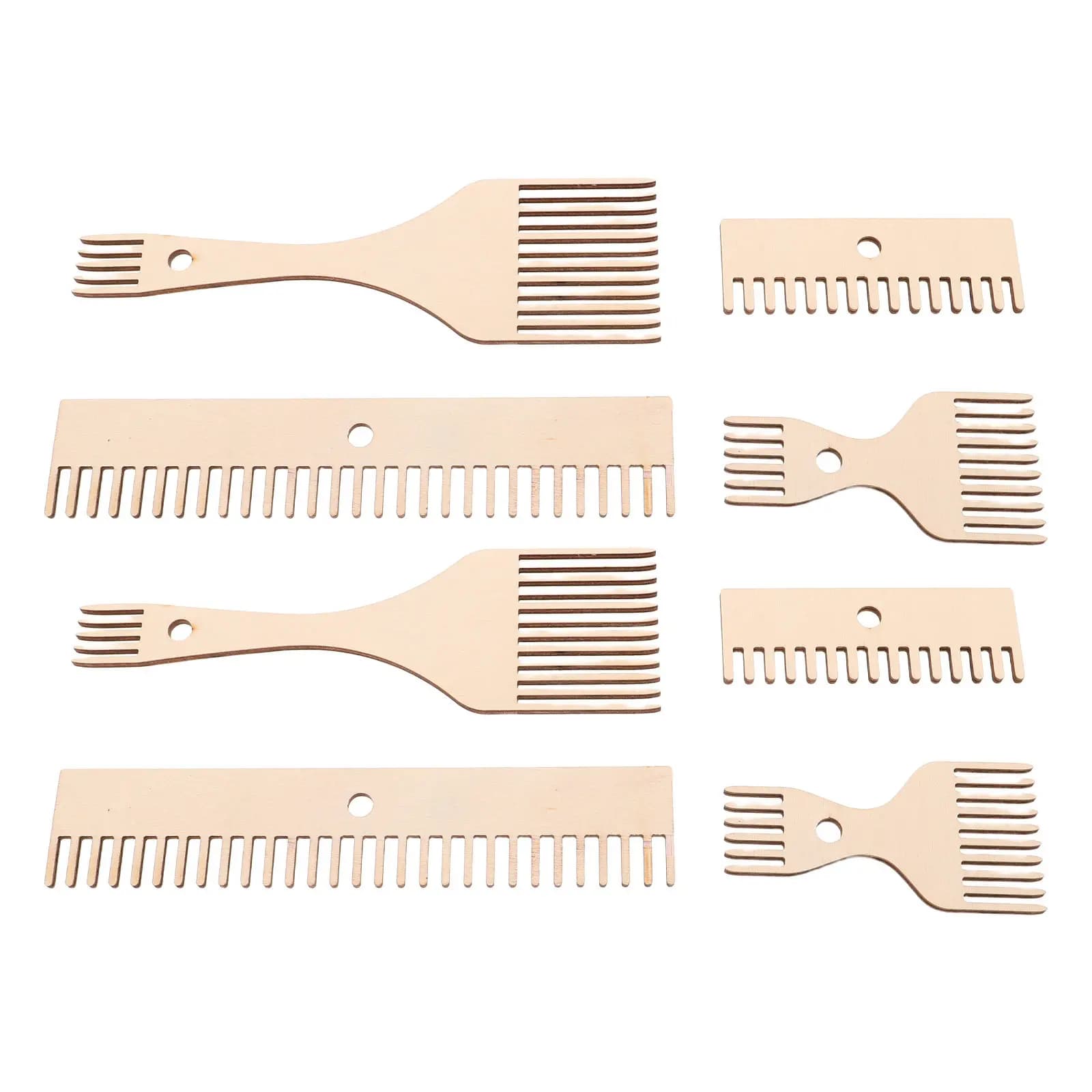 8Pcs Wooden Weaving Loom Comb Double-Ended Tapestry Beater Tool for DIY Rug Making Wall Hanging Fabric Comb Artisan Loom