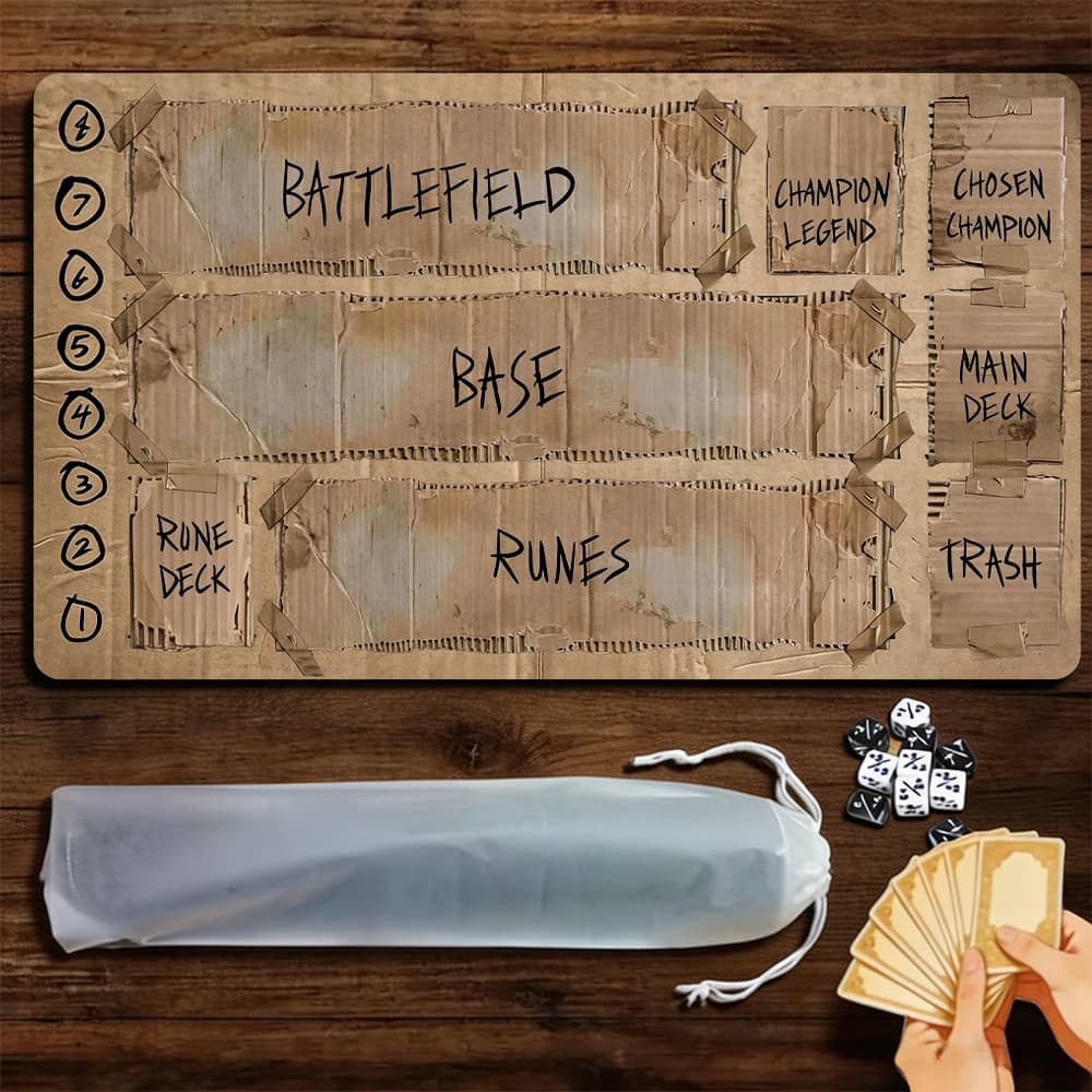 Cardboard Board for Riftbound Playmat TCG Playmat Gathering Gaming Mat with Stitched Edge Non-Slip Rubber Base Trading Card Game