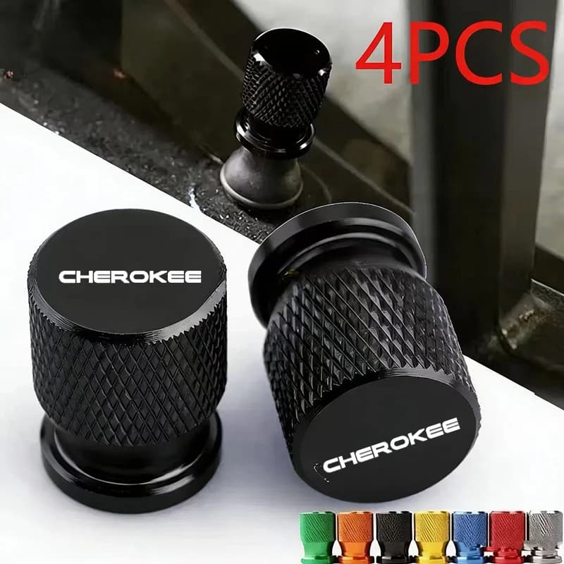 For Jeep Cherokee WK WK2 WJ WG KL Accessories 4pcs Car Wheel Tire Valve Caps Tyre Stem Covers Airdust Waterproof