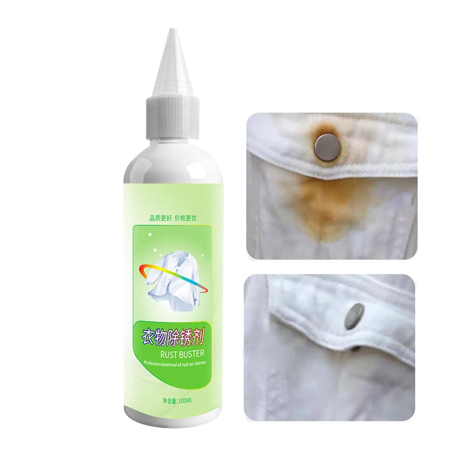 Rimuovi Ruggine per Tessuti 100ml Sicuro Delicato Portatile per Vestiti Bianchi Jeans Borse Tessili Lavabili Lavanderia Viaggi Uso Domestico