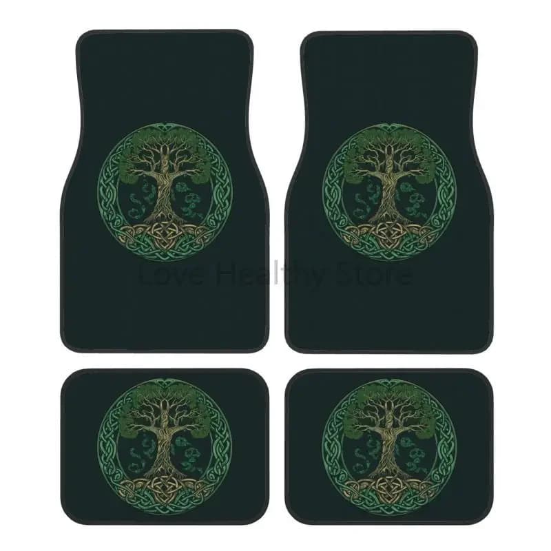 Tappetini per auto celtici Tree of Life Set di 4 pezzi Tappeti anteriori posteriori per veicoli Tappetini per auto antiscivolo universali per tutte le stagioni