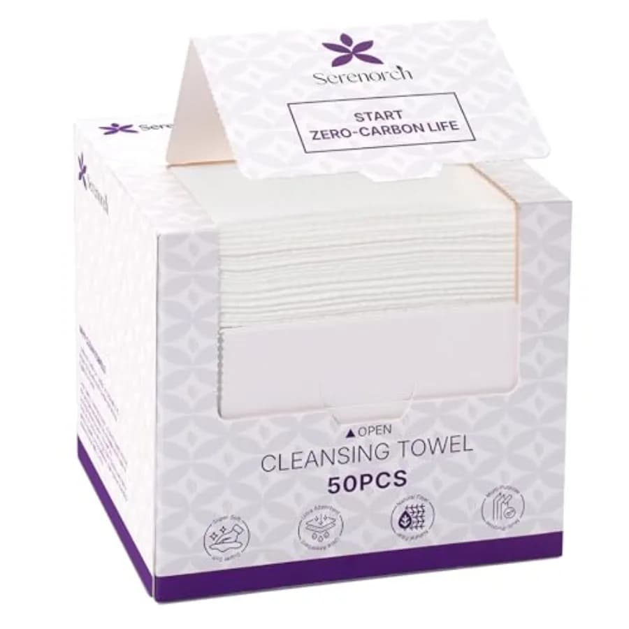 Disposable Face Towels XL, 10" x 12" Ultra Thick Facial Cleansing Cloths, Soft Dry Wipes for Sensitive Skin, Lint-Free Makeup R
