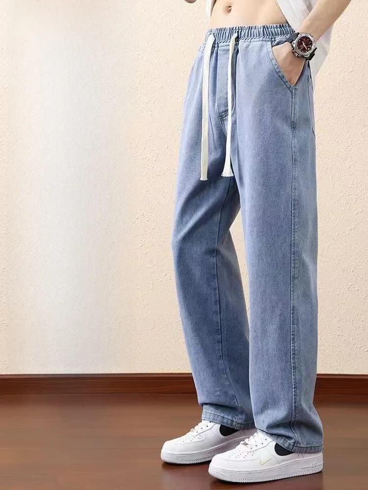Jeans da Uomo Primavera Autunno 2025 Nuovo Stile per Studenti delle Scuole Superiori, Gamba Dritta Larga, Pantaloni di Marca alla Moda, Comodi e Traspiranti