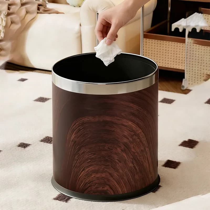 Large Capacity Round Trash Can for Living Room Kitchen Bathroom Toilet High End Household Waste Bin Storage Bucket